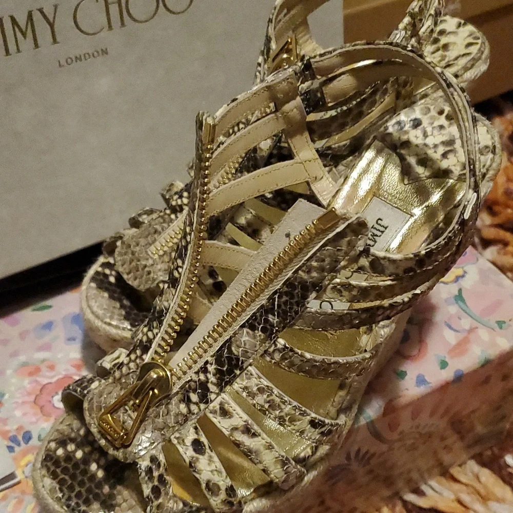Jimmy Choo Wedge Shoes Python Print - Picture 9 of 15